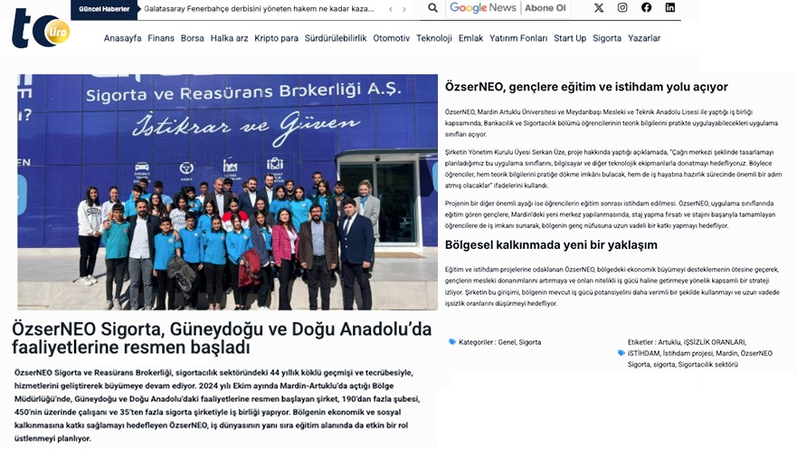 TCLİRA – ÖzserNeo’dan Gençlere Eğitim ve İstihdam Desteği